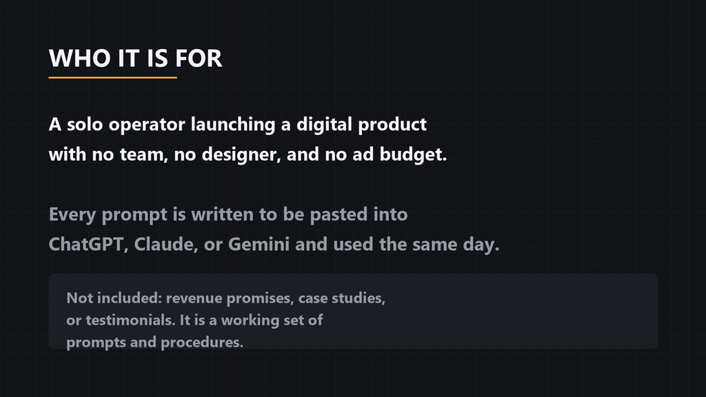 Description of who the kit is for and a note on what it does not include