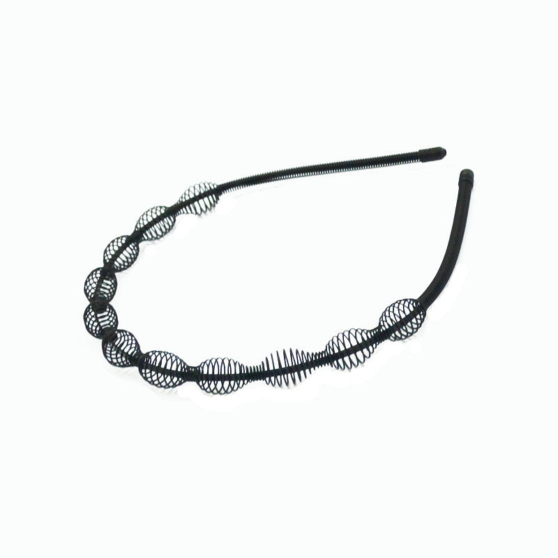Iron black bottom wave spiral sports head hoop head buckle bath fine hairpin men's and girls universal wash hair hoop wholesale