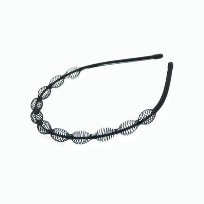 Iron black bottom wave spiral sports head hoop head buckle bath fine hairpin men's and girls universal wash hair hoop wholesale