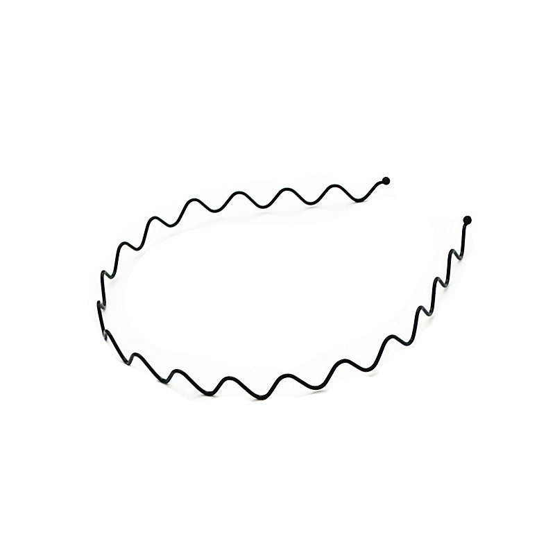 Iron black bottom wave spiral sports head hoop head buckle bath fine hairpin men's and girls universal wash hair hoop wholesale