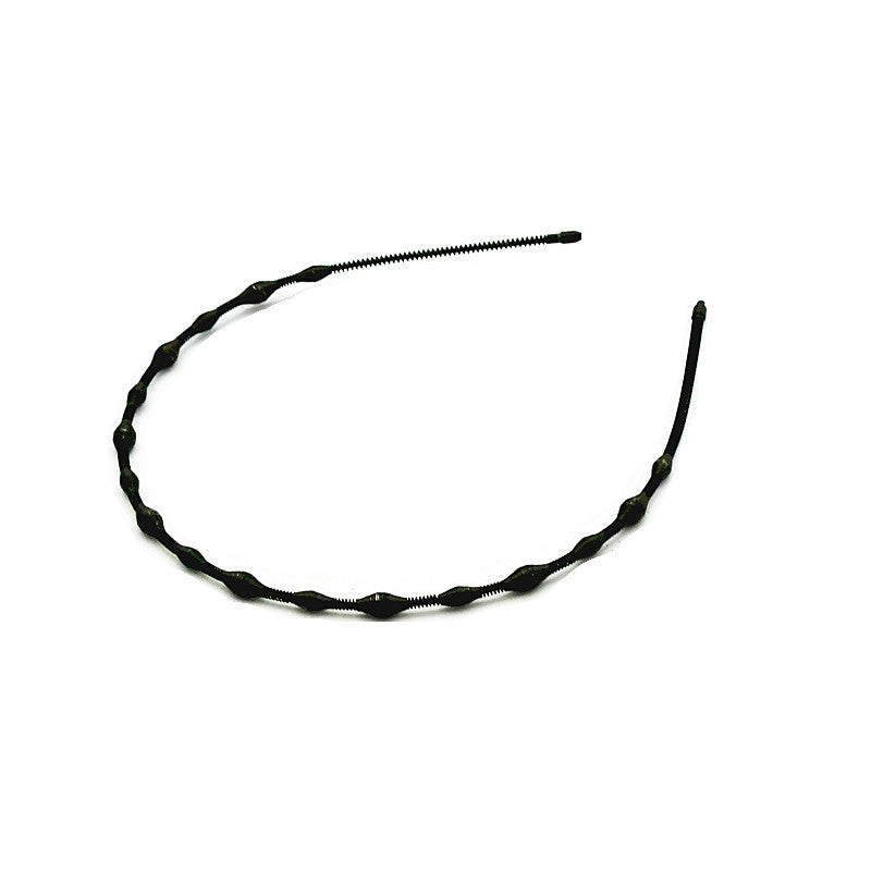 Iron black bottom wave spiral sports head hoop head buckle bath fine hairpin men's and girls universal wash hair hoop wholesale