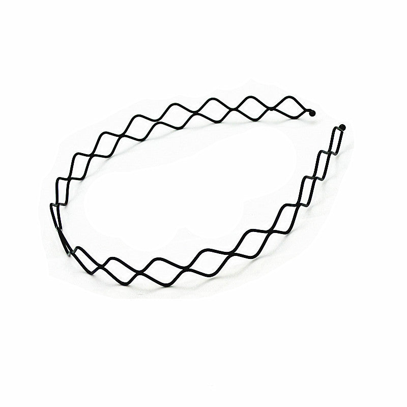 Iron black bottom wave spiral sports head hoop head buckle bath fine hairpin men's and girls universal wash hair hoop wholesale