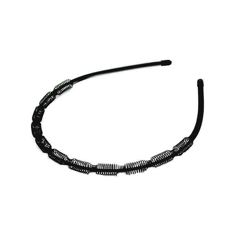 Iron black bottom wave spiral sports head hoop head buckle bath fine hairpin men's and girls universal wash hair hoop wholesale