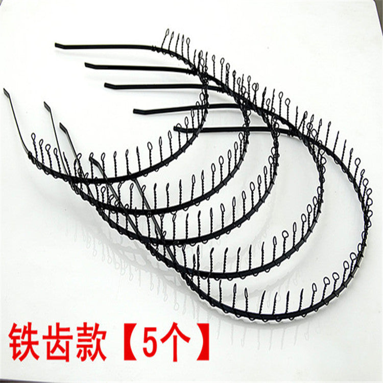 Iron black bottom wave spiral sports head hoop head buckle bath fine hairpin men's and girls universal wash hair hoop wholesale