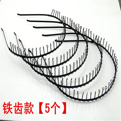 Iron black bottom wave spiral sports head hoop head buckle bath fine hairpin men's and girls universal wash hair hoop wholesale