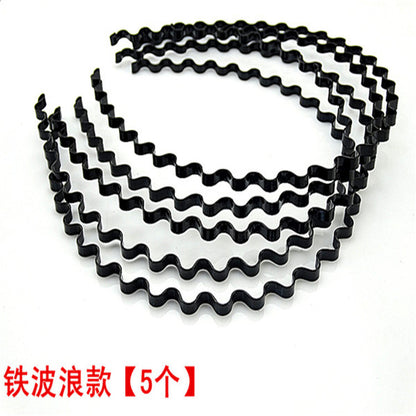 Iron black bottom wave spiral sports head hoop head buckle bath fine hairpin men's and girls universal wash hair hoop wholesale