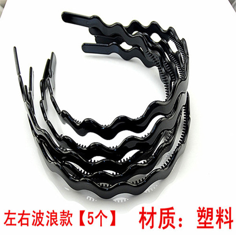 Iron black bottom wave spiral sports head hoop head buckle bath fine hairpin men's and girls universal wash hair hoop wholesale