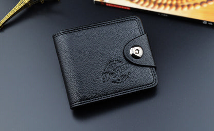 New Men's Wallet, Men's Short Wallet, Fashionable European and American Magnetic Buckle Multi-Card Slot Card Holder, Large Capacity Pebbled Wallet