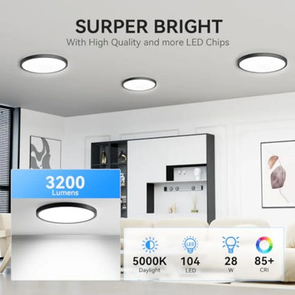 6Pack 3200lm LED Flush Mount Ceiling Light, Super Slim 12 inch LED Ceiling Light, 5000K LED Ceiling Light for Bedroom, Living R