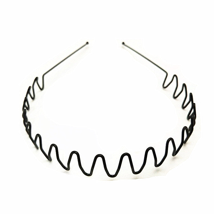Iron black bottom wave spiral sports head hoop head buckle bath fine hairpin men's and girls universal wash hair hoop wholesale