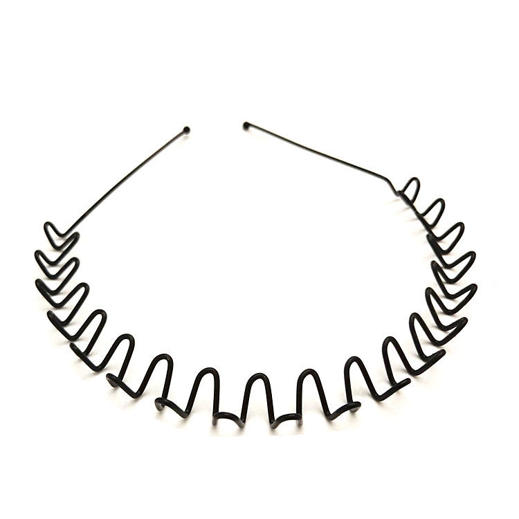Iron black bottom wave spiral sports head hoop head buckle bath fine hairpin men's and girls universal wash hair hoop wholesale