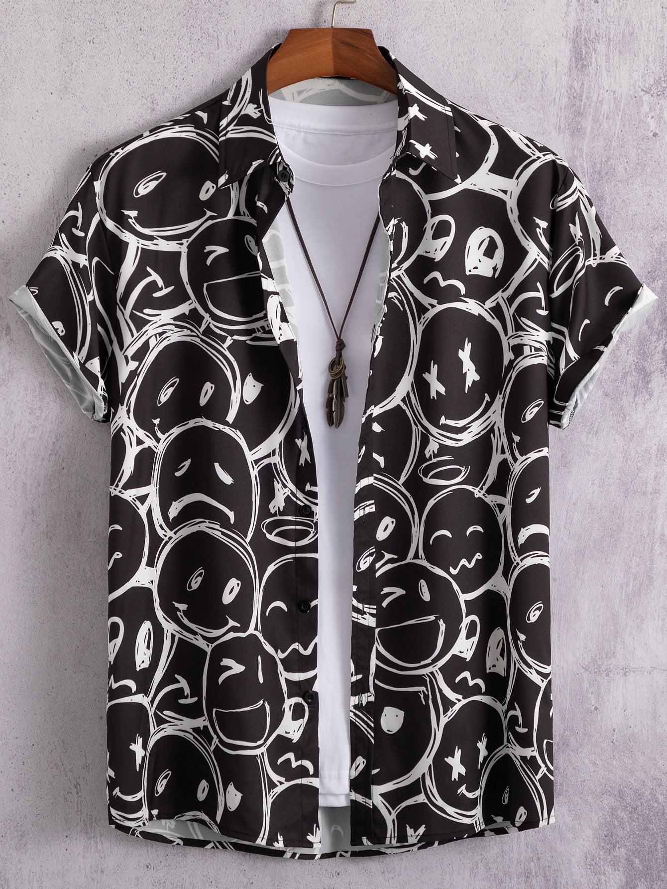 2023 cross-border fashion casual digital printing Smiley men's shirt
