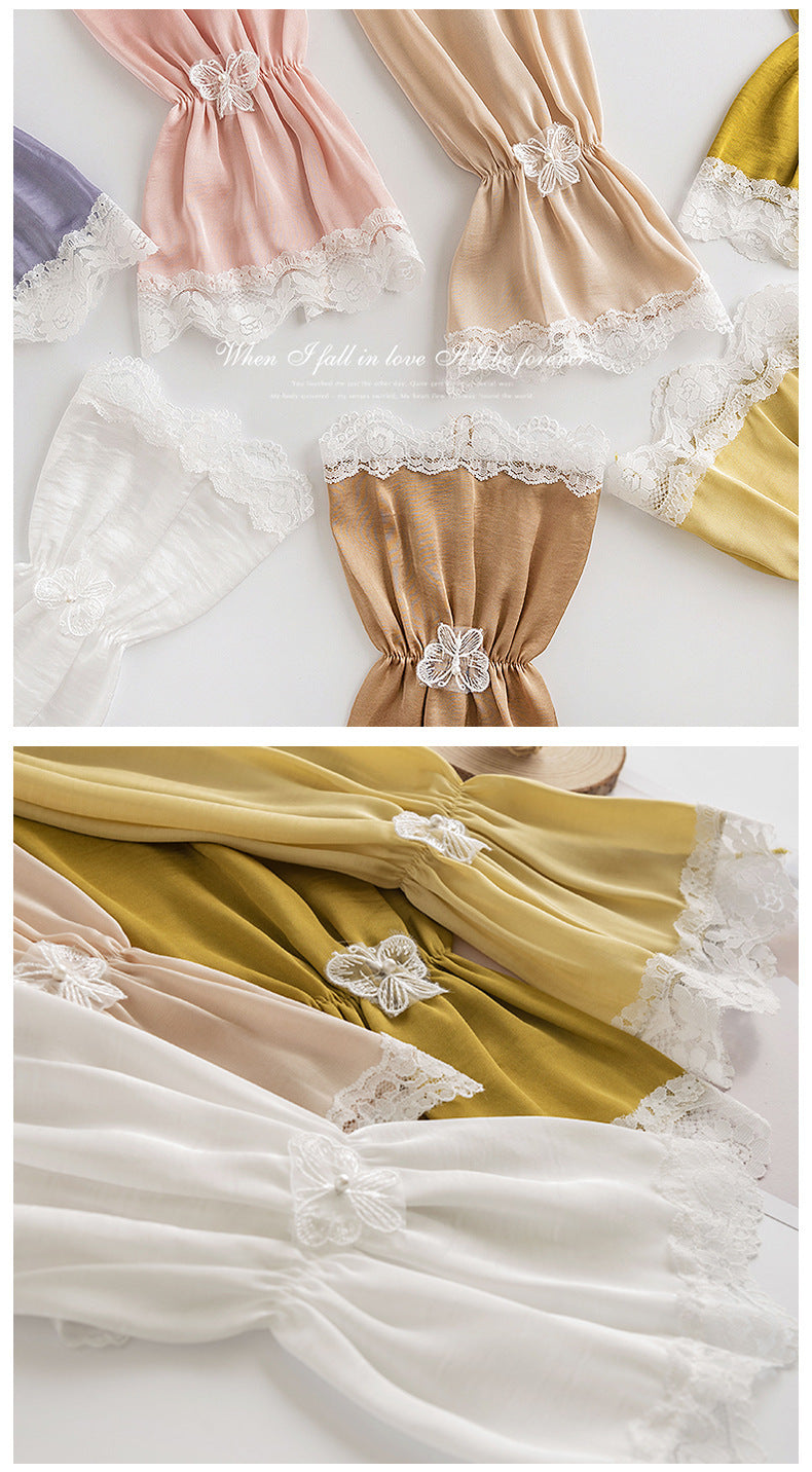 Bowknot Women's Summer Loose Cycling Sun Protection Sleeves, Sunshade Ice Silk Arm Sleeves, Wholesale Fresh Style Ice Sleeves, Korean Version