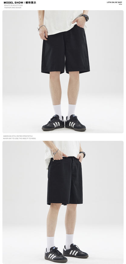 LKTM Men's# American Retro vintage Straight Pants Men's Niche Couples Joker Simple Casual Shorts