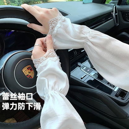Bowknot Women's Summer Loose Cycling Sun Protection Sleeves, Sunshade Ice Silk Arm Sleeves, Wholesale Fresh Style Ice Sleeves, Korean Version