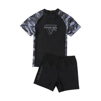 Children's Swimwear Boys' Big Children Split 2025 New Fat Children's Big Children's Hot Spring Swimming Trunks Youth Swimming suit
