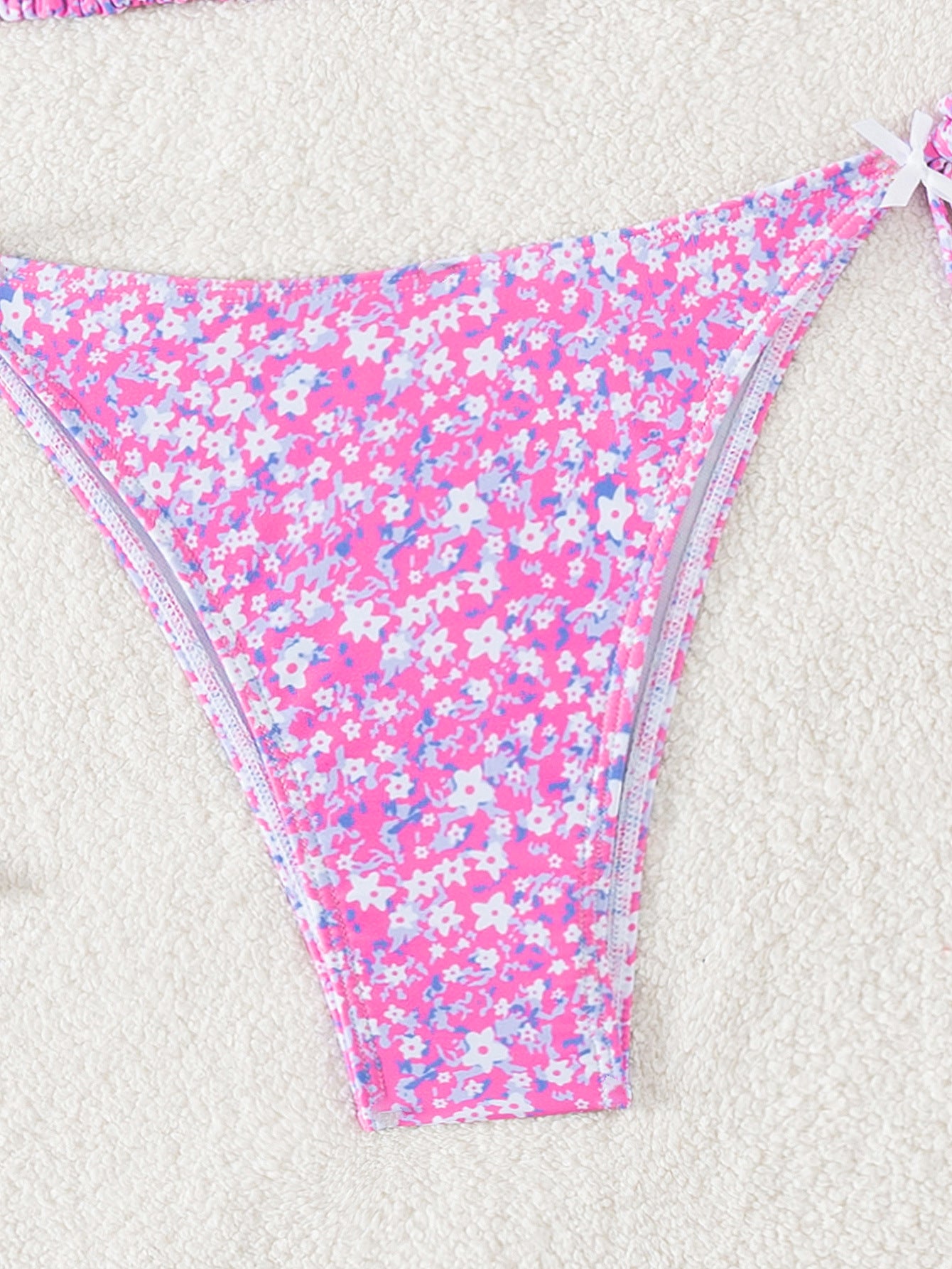 2025 New Bikini Cross-Border European and American Foreign Trade Floral Bow Tie Sexy Bikini Swimsuit Swimwear for Women