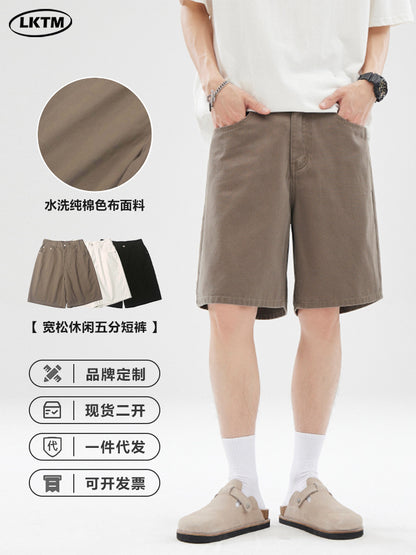 LKTM Men's# American Retro vintage Straight Pants Men's Niche Couples Joker Simple Casual Shorts