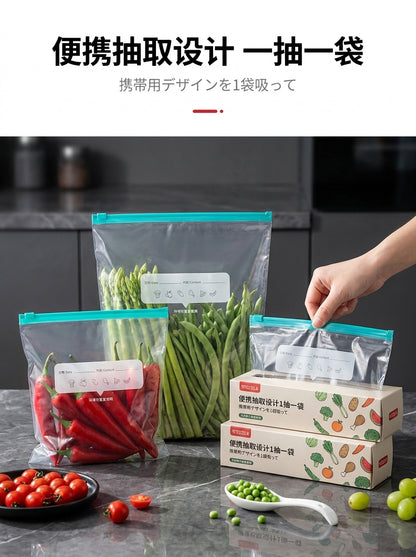 Dense Bag Zipper Fresh-Keeping Bag Refrigerator Freezer Refrigeration Removable Storage Seal Bag Self-Sealing Waterproof Thickeneding and Widening