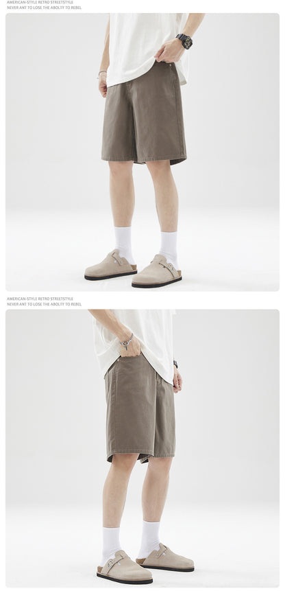 LKTM Men's# American Retro vintage Straight Pants Men's Niche Couples Joker Simple Casual Shorts