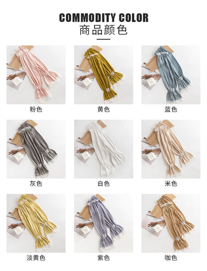 Bowknot Women's Summer Loose Cycling Sun Protection Sleeves, Sunshade Ice Silk Arm Sleeves, Wholesale Fresh Style Ice Sleeves, Korean Version