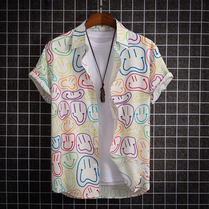 2023 cross-border fashion casual digital printing Smiley men's shirt