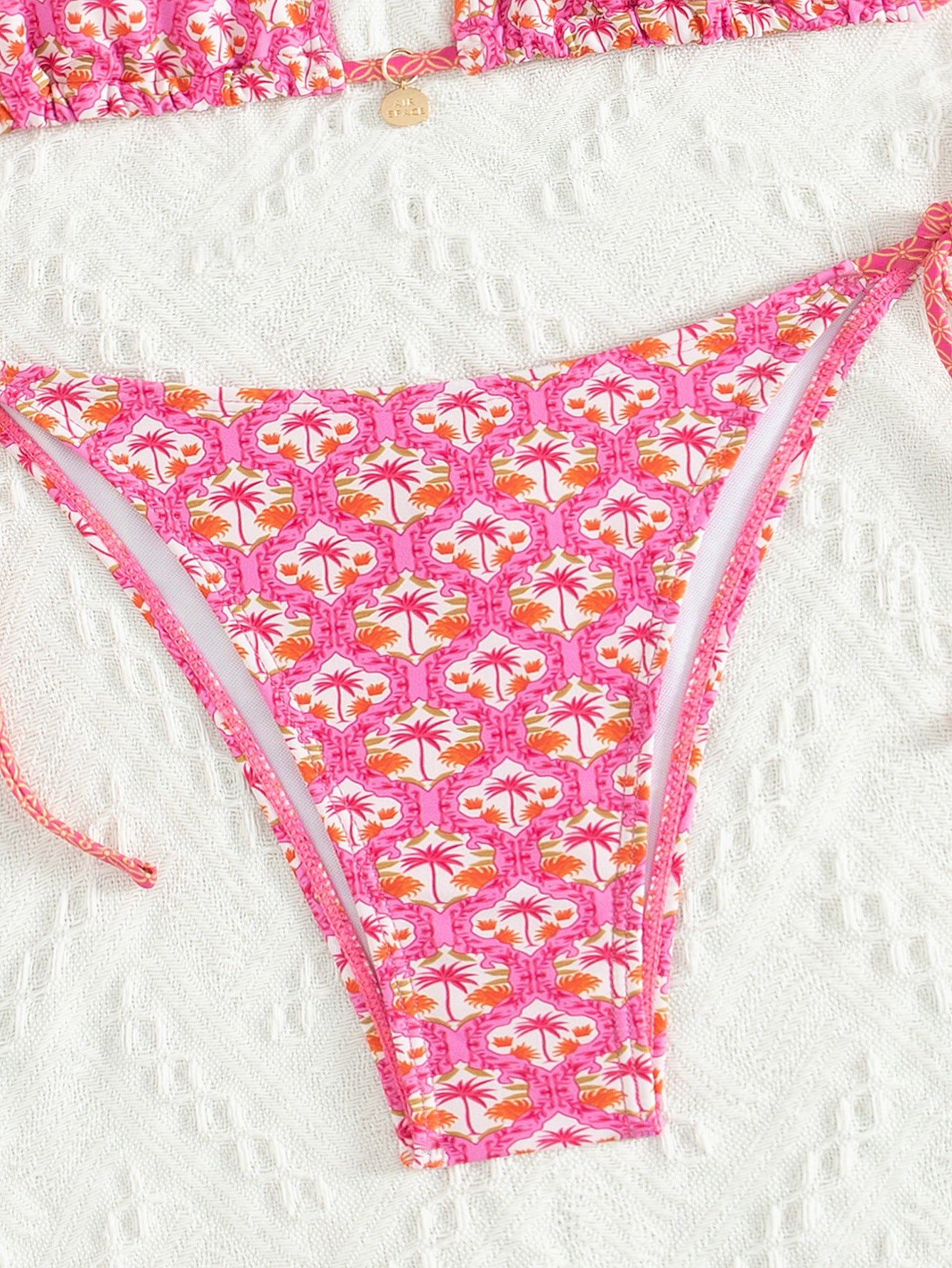 2025 New Bikini Cross-Border European and American Foreign Trade Printed Triangle Cup Lace-Up Sexy Bikini Swimsuit Swimwear for Women