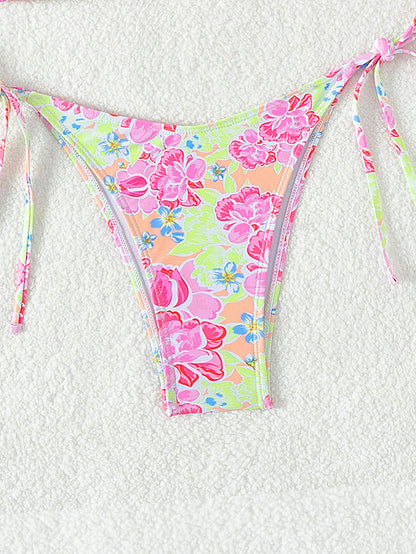 2025 New Bikini Cross-Border European and American Aliexpress Printed Lace Sexy Bikini Split Swimsuit Swimsuit for Women