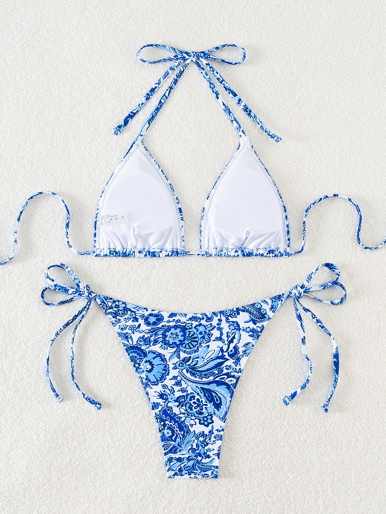 2025 New Bikini Cross-Border European and American Aliexpress Printed Lace Sexy Bikini Split Swimsuit Swimsuit for Women