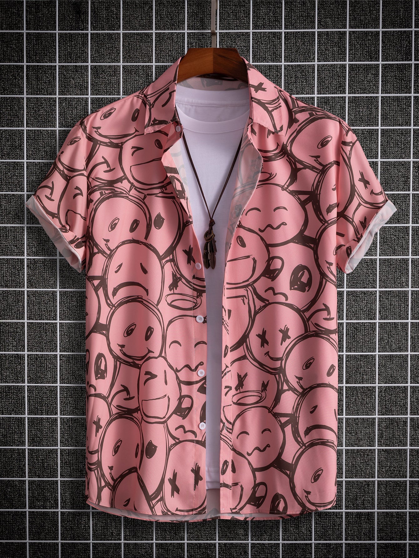 2023 cross-border fashion casual digital printing Smiley men's shirt