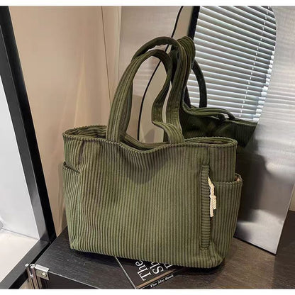 Corduroy Bag Women's Large Capacity 2024 New Autumn and Winter Casual Shoulder Shopping Bag Premium Tote Bag