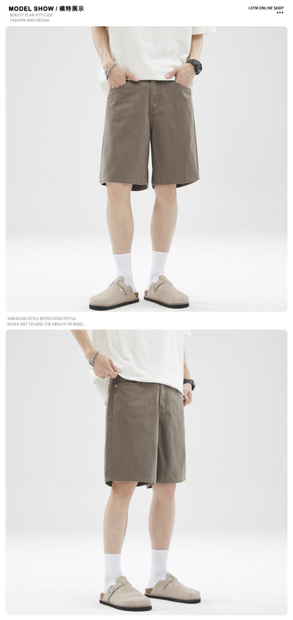 LKTM Men's# American Retro vintage Straight Pants Men's Niche Couples Joker Simple Casual Shorts