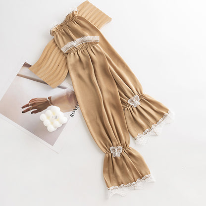 Bowknot Women's Summer Loose Cycling Sun Protection Sleeves, Sunshade Ice Silk Arm Sleeves, Wholesale Fresh Style Ice Sleeves, Korean Version