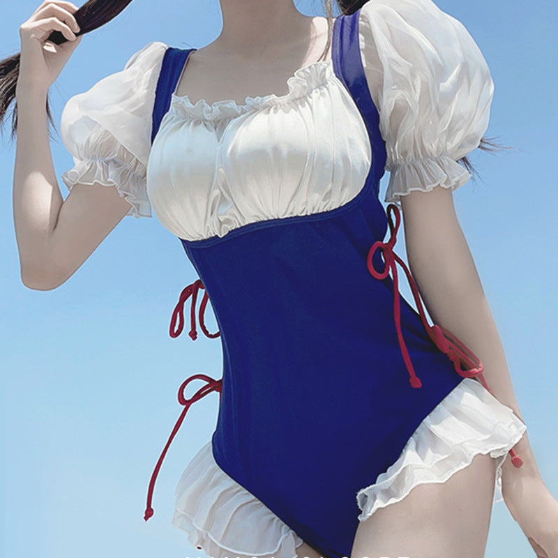 2025 New Swimsuit Women's Conservative Fairy Style Belly Covering Slimming One-Piece Hot Spring Summer Fashion Conservative Skirt Swimsuit