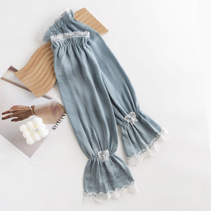 Bowknot Women's Summer Loose Cycling Sun Protection Sleeves, Sunshade Ice Silk Arm Sleeves, Wholesale Fresh Style Ice Sleeves, Korean Version