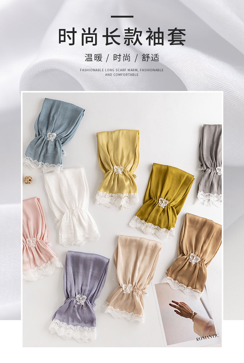 Bowknot Women's Summer Loose Cycling Sun Protection Sleeves, Sunshade Ice Silk Arm Sleeves, Wholesale Fresh Style Ice Sleeves, Korean Version