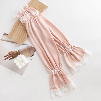 Bowknot Women's Summer Loose Cycling Sun Protection Sleeves, Sunshade Ice Silk Arm Sleeves, Wholesale Fresh Style Ice Sleeves, Korean Version