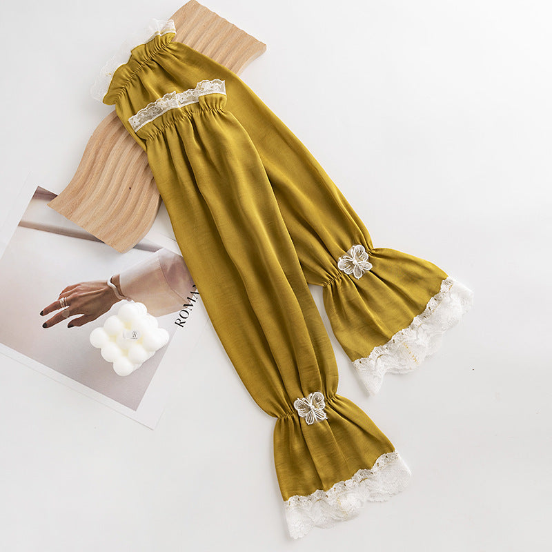 Bowknot Women's Summer Loose Cycling Sun Protection Sleeves, Sunshade Ice Silk Arm Sleeves, Wholesale Fresh Style Ice Sleeves, Korean Version