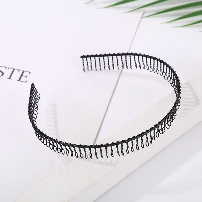 Iron black bottom wave spiral sports head hoop head buckle bath fine hairpin men's and girls universal wash hair hoop wholesale