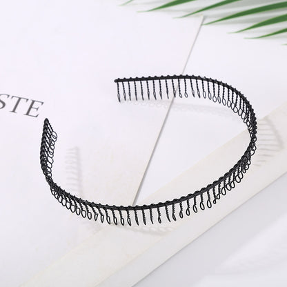 Iron black bottom wave spiral sports head hoop head buckle bath fine hairpin men's and girls universal wash hair hoop wholesale