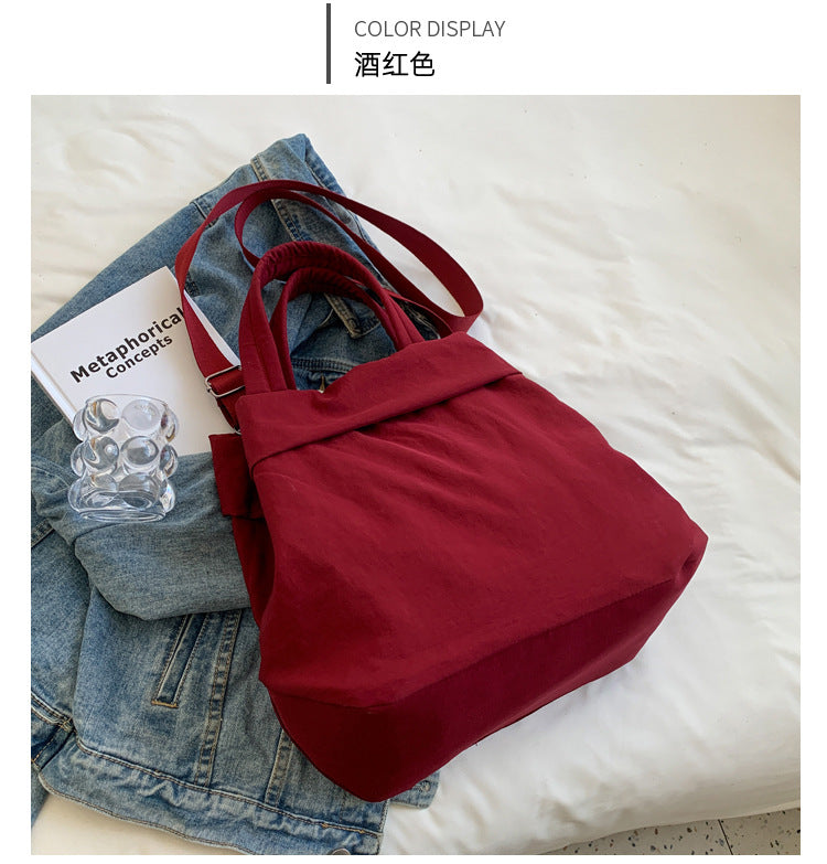 lulul Women's Casual Bag Ultra Light Large Bag Nylon Cloth Handbag Student Class Shoulder Crossbody Bag Canvas Bag