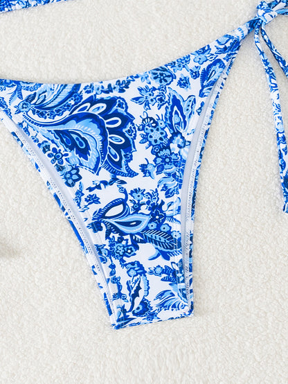 2025 New Bikini Cross-Border European and American Aliexpress Printed Lace Sexy Bikini Split Swimsuit Swimsuit for Women