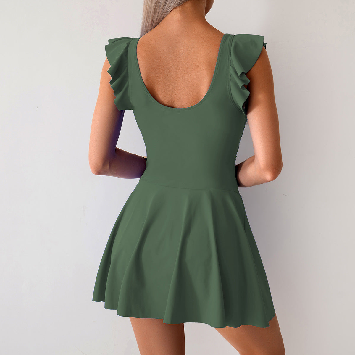 2025 One-Piece Swimsuit for Women, European and American Style, Amazon Cross-Border, Sporty Skirt-Style, Conservative Plus-Size Swimwear, Wholesale, for Slightly Plump Figures, Covers the Body