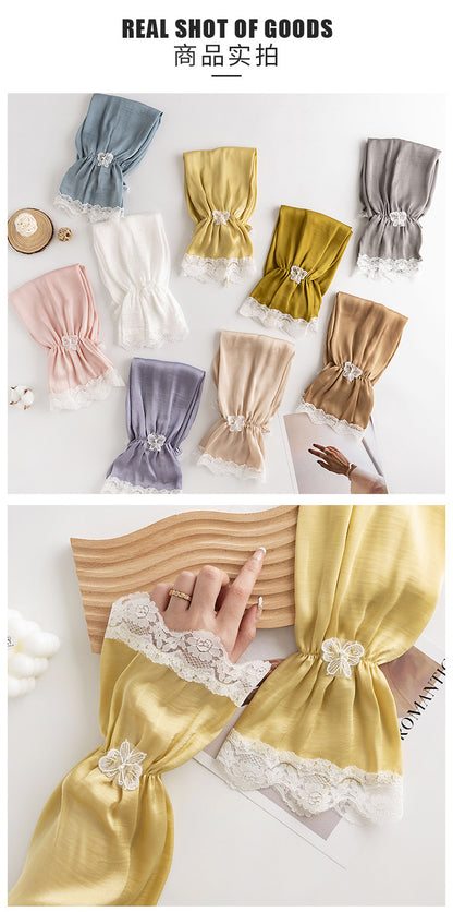 Bowknot Women's Summer Loose Cycling Sun Protection Sleeves, Sunshade Ice Silk Arm Sleeves, Wholesale Fresh Style Ice Sleeves, Korean Version