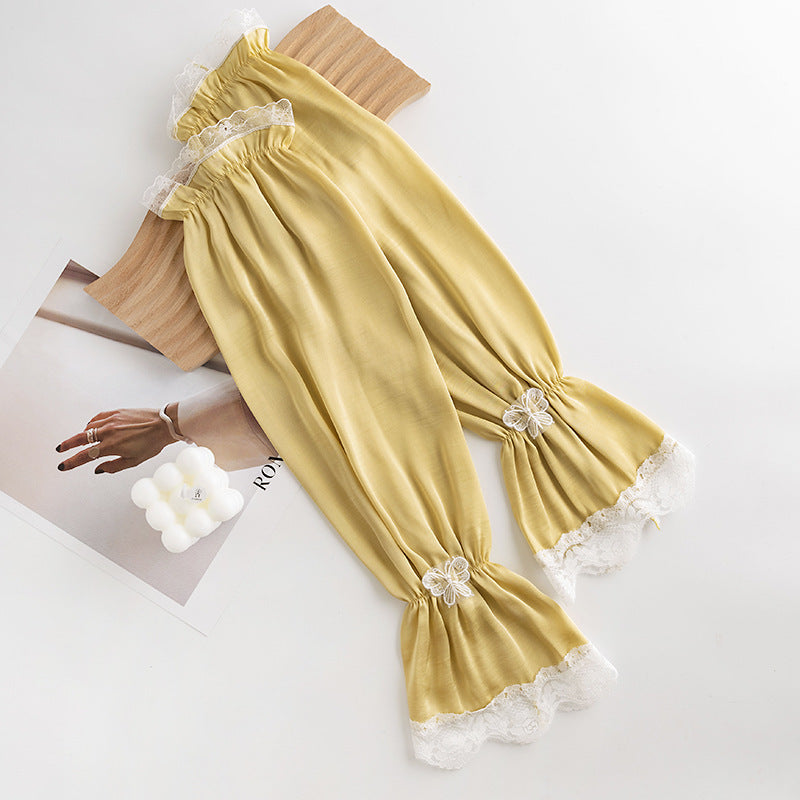 Bowknot Women's Summer Loose Cycling Sun Protection Sleeves, Sunshade Ice Silk Arm Sleeves, Wholesale Fresh Style Ice Sleeves, Korean Version