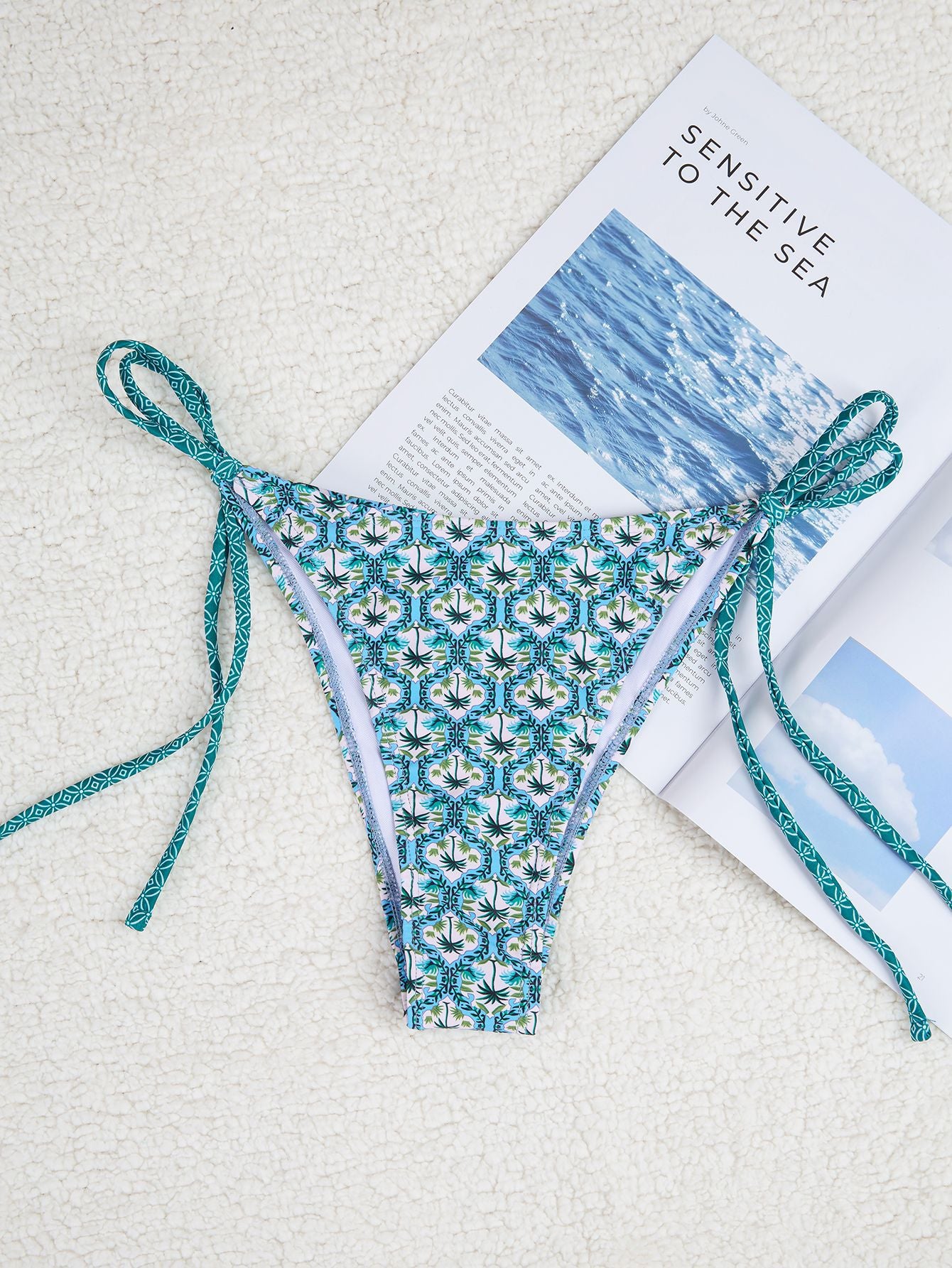 2025 New Bikini Cross-Border European and American Foreign Trade Printed Triangle Cup Lace-Up Sexy Bikini Swimsuit Swimwear for Women