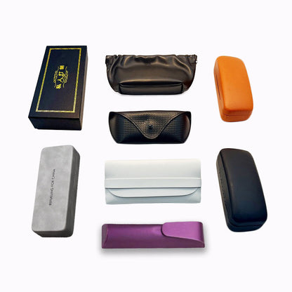 Glasses Case Black Leather Glasses Case PVC Nail Soft Bag Sunglasses Case Sunglasses Case Printable LOGO Batch