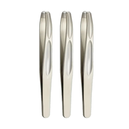 Stainless Steel Eyebrow Clips for Precision Beard and Mustache Trimming Gentle on Light Beige Round Head Tweezers