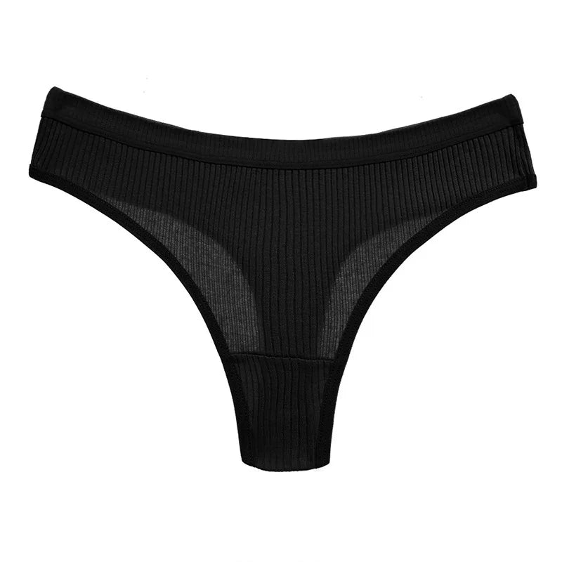 4Pcs Cotton Thongs Women Panties Low-Rise Thong Black Sexy Female Lingerie Casual Underwear Skin-Friendly Fit Women Tangas M-XXL