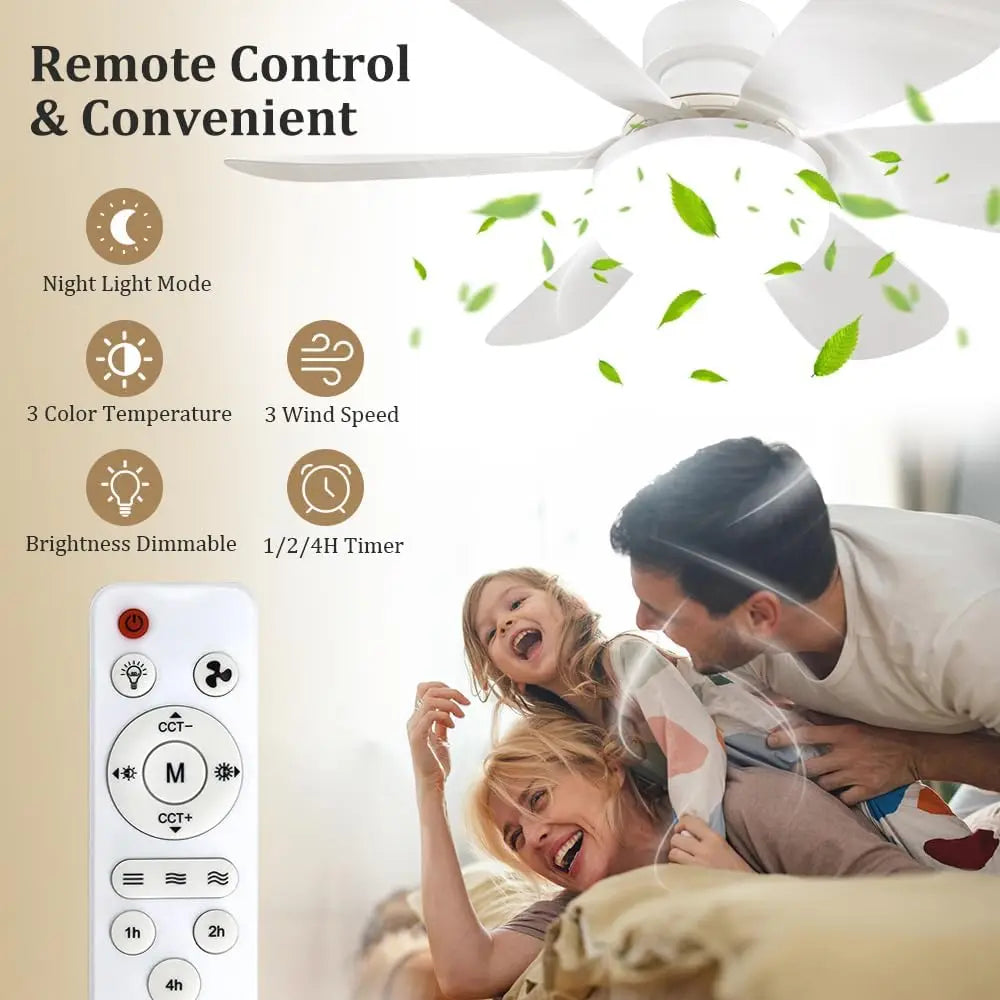 Socket Fan Light with Remote, Portable Ceiling Fan for Bedroom, Kitchen, Living Room, E26 Base 40W Dimmable 3000K-6000K